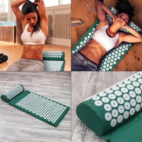 acupressure mat with pillow green